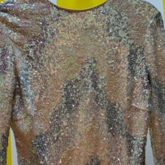 Openback Silver and Cream Sequin Mini Dress Size M - Picture 6 of 7
